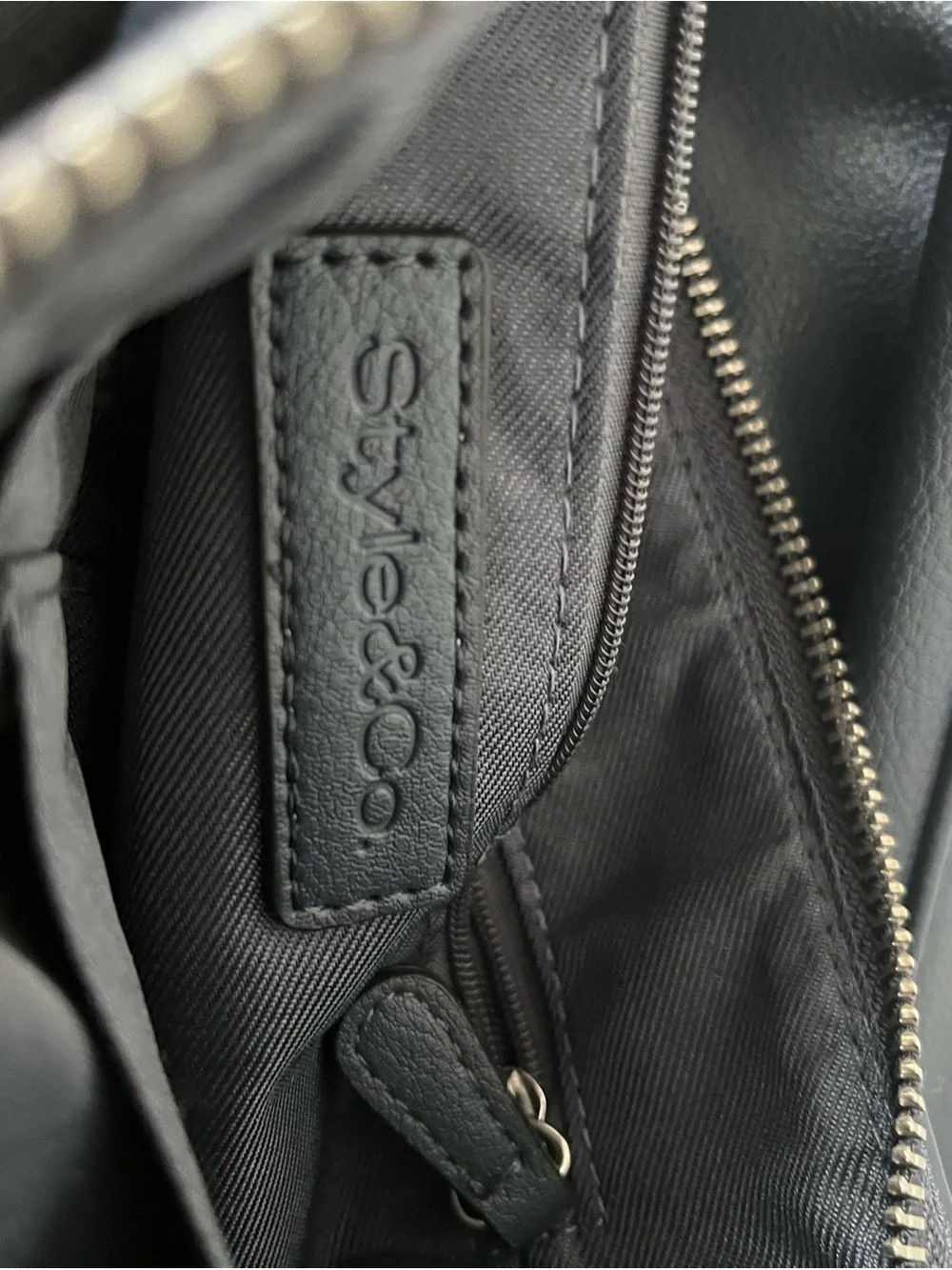 Style & Co. Hudson North South Soft Faux Leather Navy Crossbody